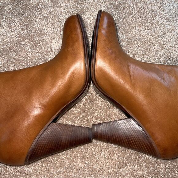 Donald J. Pliner Vachetta Ivy-35 Bootie Ankle Boots Tan Leather Block Heel Sz 9 - Picture 5 of 12